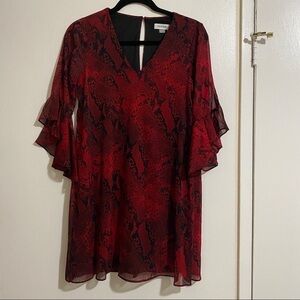 NWT Calvin Klein Red and Black Snakeskin Dress